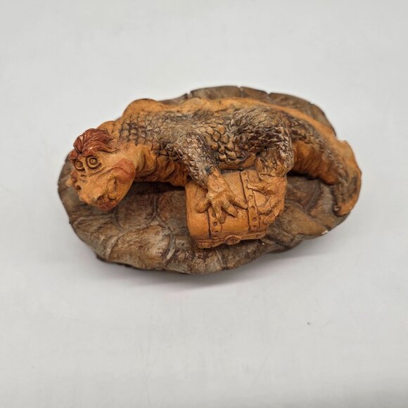 Crocodile Treasure Chest Trinket Box Figurine by Albee 1992 Travelling Luggage - Picture 4 of 11